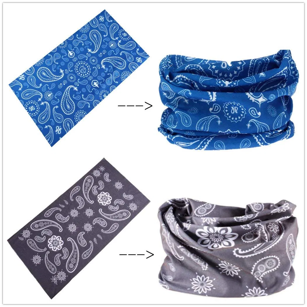 Wholesale Stretchable Adjustable Multifunctional Printed Seamless Tube Head Wear Bandana Dry Fit