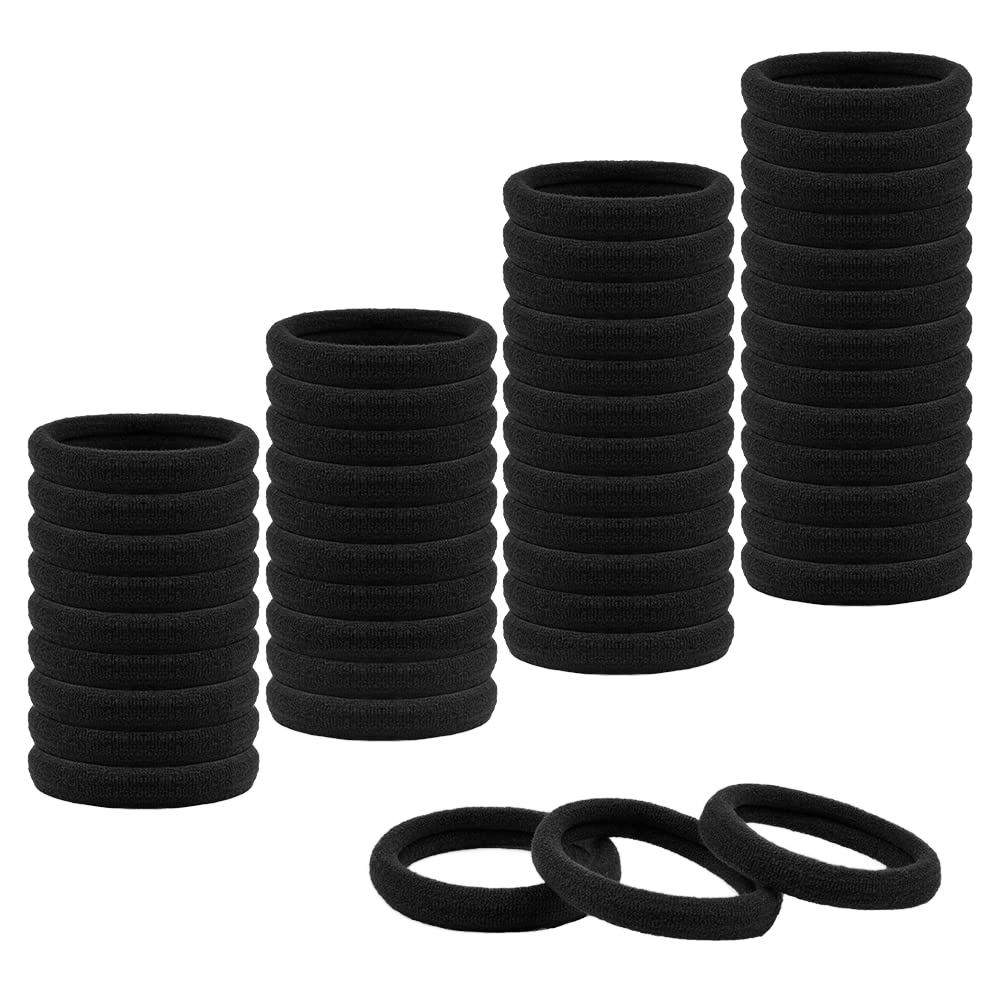 Black Nylon Hair Ties Men's Ponytail Holder Cotton Seamless Band for Women Men's Hair No Crease Damage Elastic Fabric