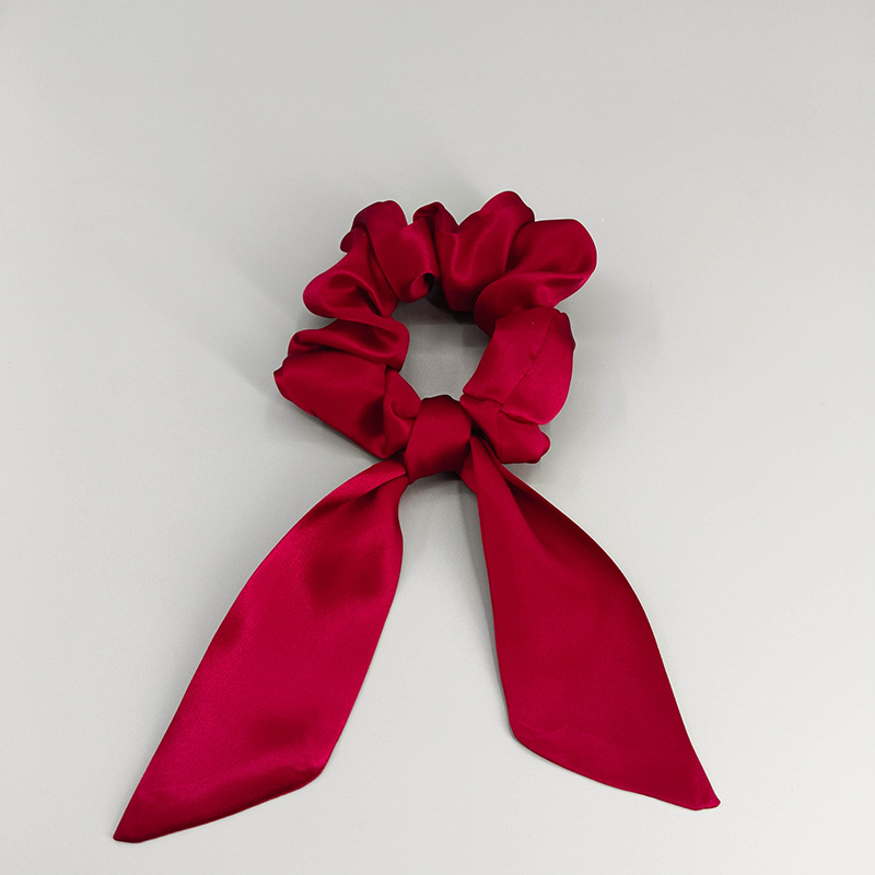 Custom Elastic Mulberry Silk Hair Scrunchies Retro Print Ribbon Bow Ties for Women Sweet Style Fashion Accessories