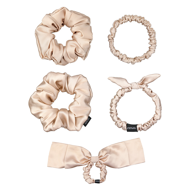 2025 New Arrival 16 19 22Mm Custom Logo Stain Silk Hair Ties Bands 100% Pure Mulberry Silk Scrunchie Set
