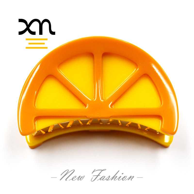 Bulk Eco Friendly Fruit Shape Banana Hair Claw Clips logo Custom Orange Women's Hair Clips Trendy Acetate Hairclaw Biodegradable