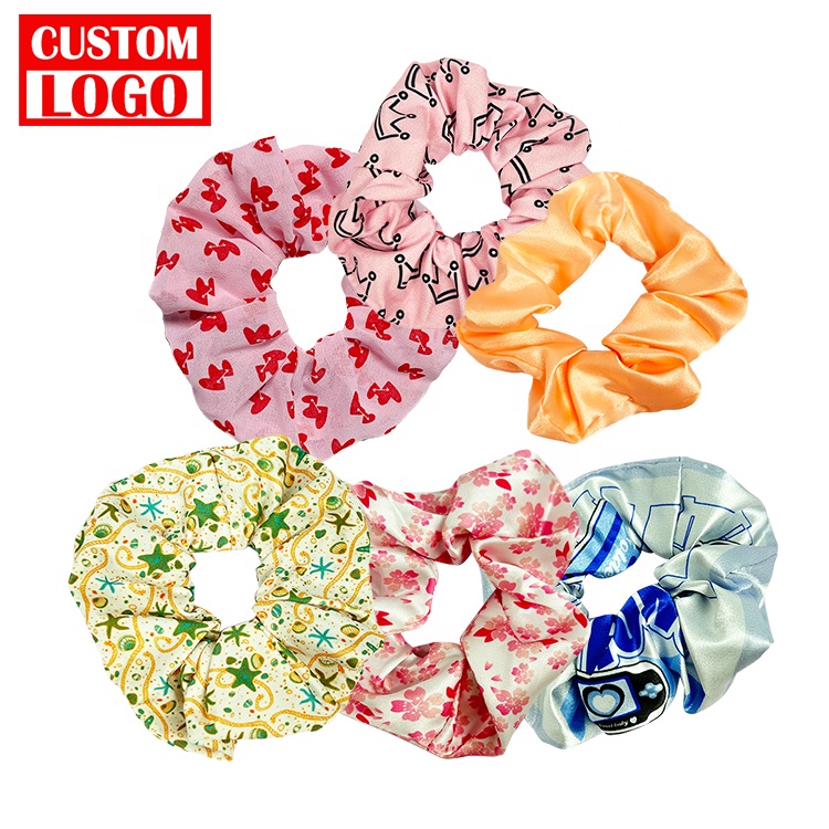 Custom Hair Accessories Printed Design Printed Custom Logo Scrunchie Custom Scrunchies