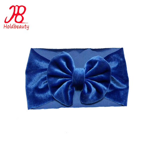 Velvet Elastic Wide Crossed Bow Headband Hairband Bow Headpiece Custom logo and Custom Size Custom Fabric