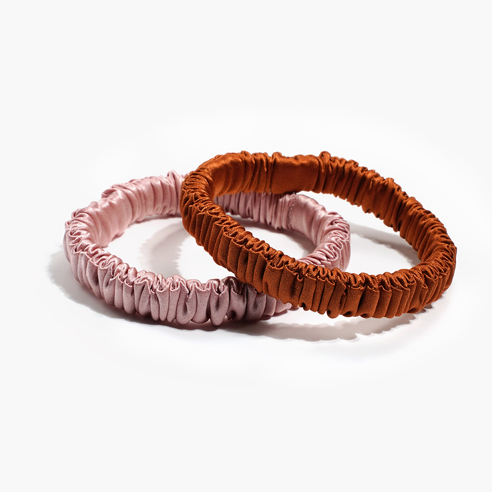 High Quality 1cm 19Momme 100% Silk Scrunchies Fashion Elegant Hair Accessories Rubber Band for Women