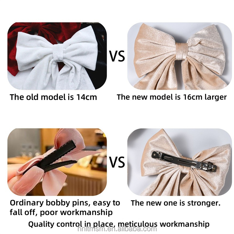 Velvet Bow Hair Clip Back View