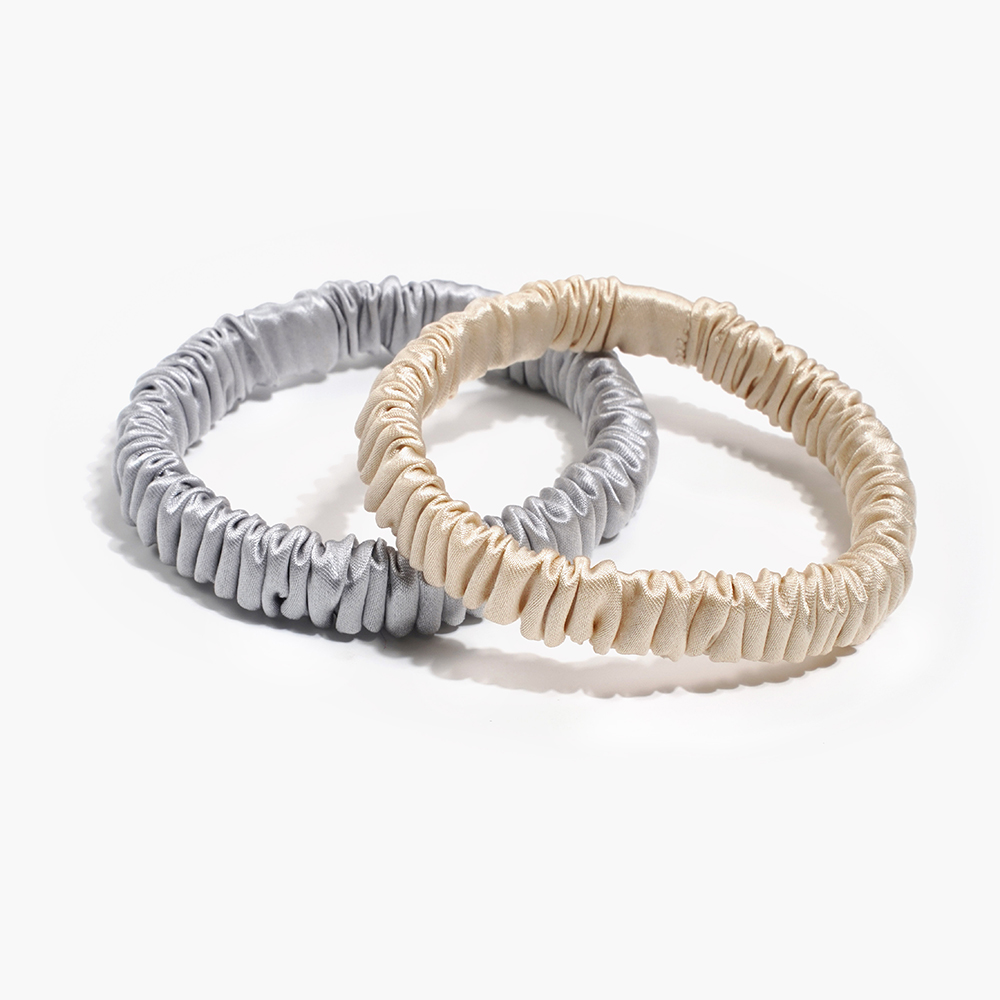 High Quality 1cm 19Momme 100% Silk Scrunchies Fashion Elegant Hair Accessories Rubber Band for Women
