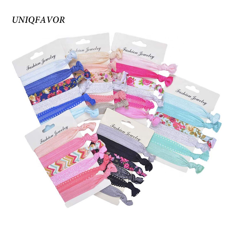 Custom Sublimation Print Bracelet No Crease Ponytail Holder Twist Hair Bands Hand Knotted Fold Over Ribbon Elastic Hair Ties