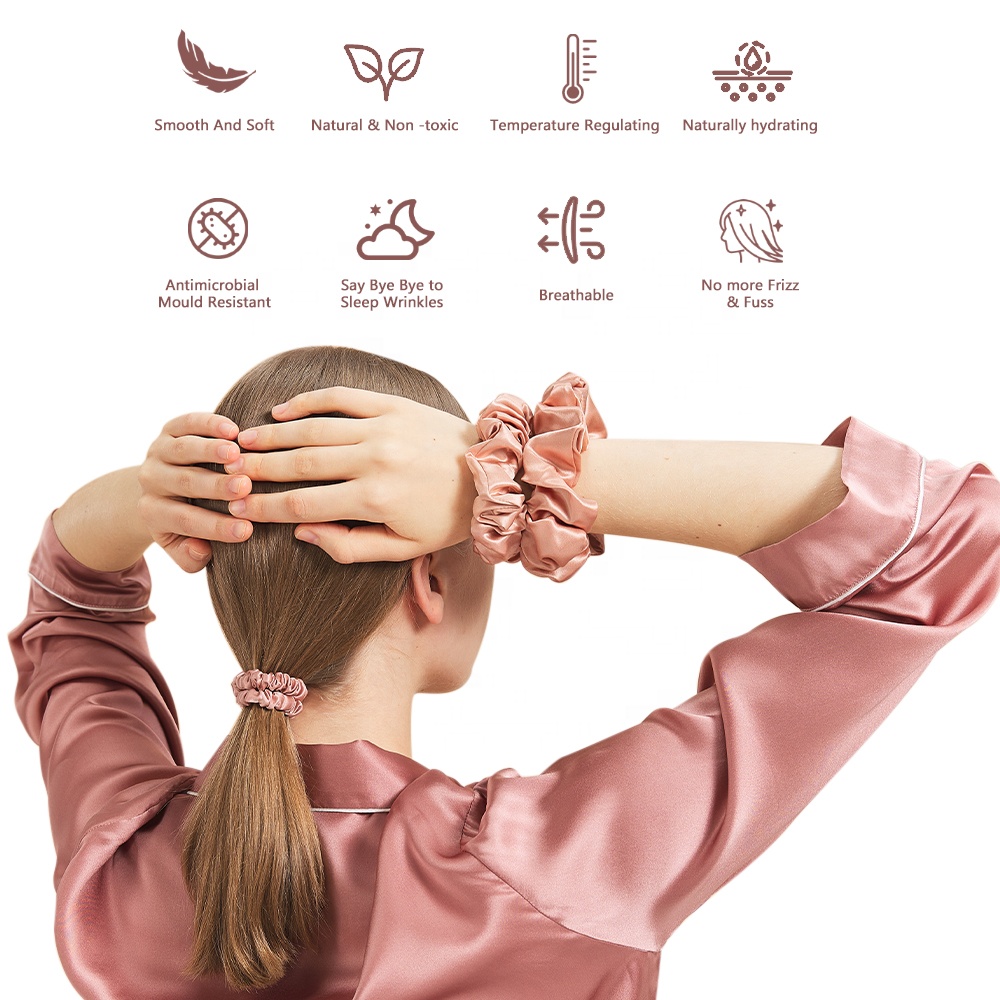 Custom OEM ODM Silk Scrunchies, Custom Size 22Momme Silk Hair Band Silk Hair Tie Trade Assurance Order