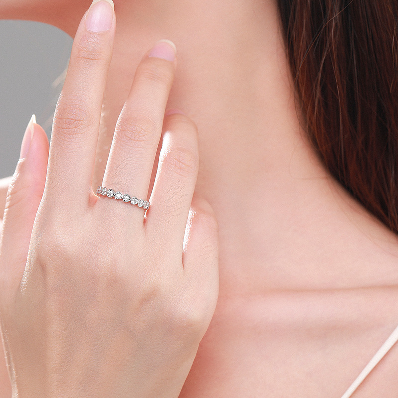 Custom Fashion 925 Sterling Silver Heart Shaped Ring Trendy Simple Accessories Women Fine Jewelry Rings