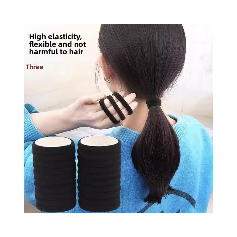 Wholesale Women's Black Hair Tie Elastic Hair Band High Elasticity Durable Simple Rubber Band Elegant Thick Ponytails Popular