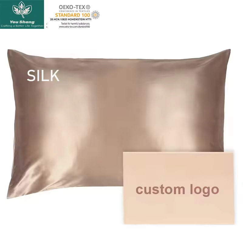 Custom Logo Pink Satin Imitated Silk Pillow Case Set Scrunchie Box Hair Tie Luxury Sleep Eye Mask Pillowcase