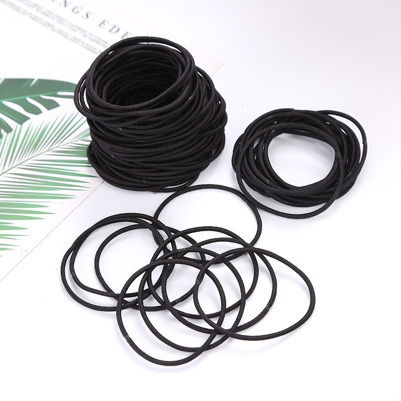High Quality 4mm Black Elastic Hair Ties Sweet Style Ponytail Holders for Thick Hair No Damage Ponytail Holder Wholesale