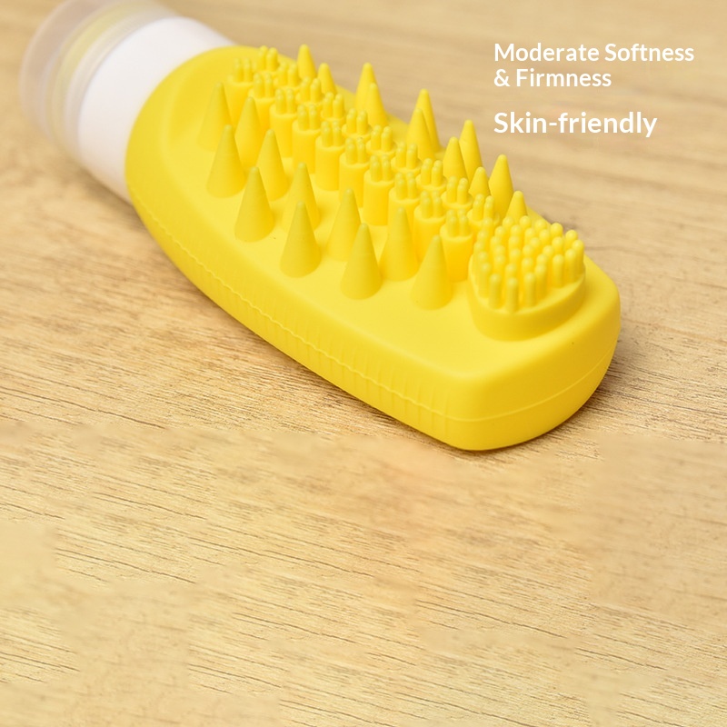 New Travel Refillable Dispensing Bottle Multifunctional Silicone Convenient Built-in Face Hair Washing Brush Soft Squeeze-Type
