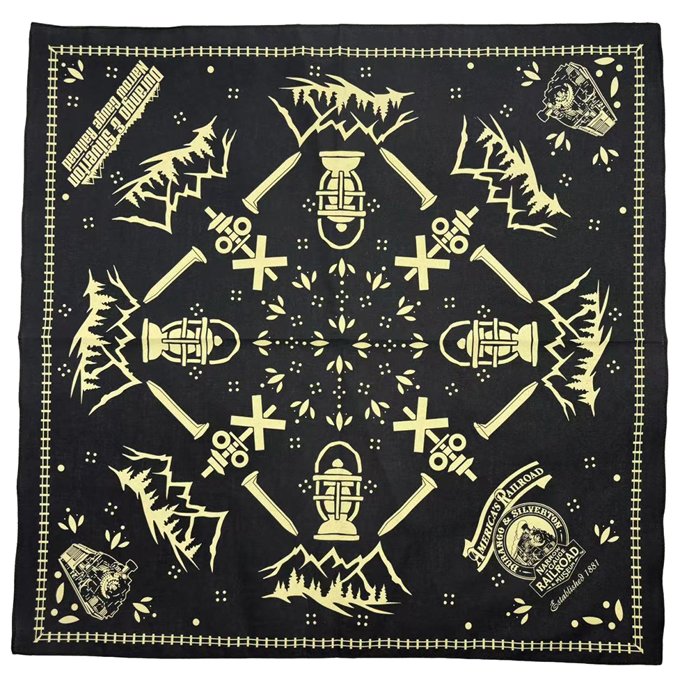 In Stock Printed Head Black Square Scarves Designer Wholesale Satin Silk Twill Scarf Women Printing Custom Bandana