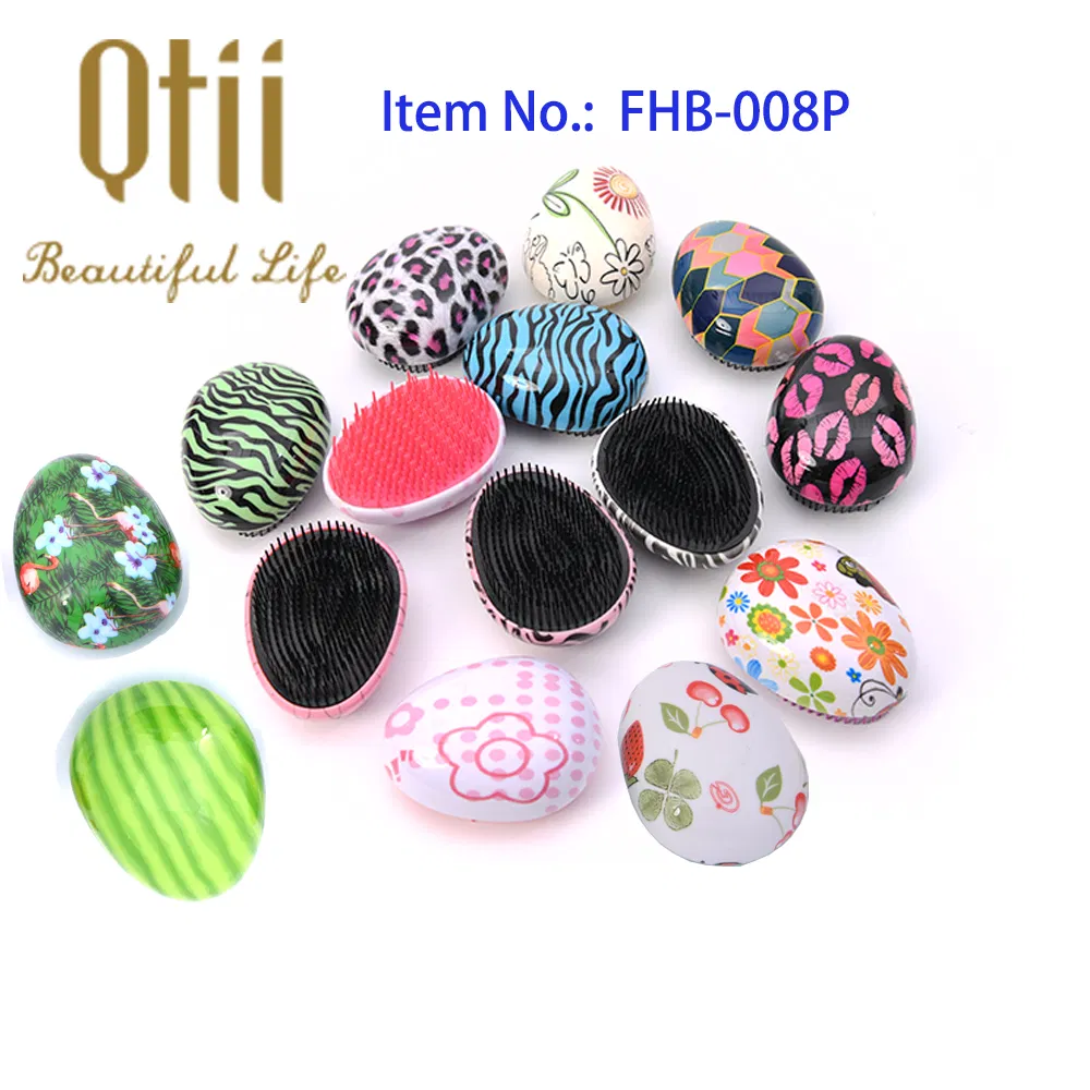 Egg Stone Shape Smaller Detangling Printing Hair Brush for Kids and Adult