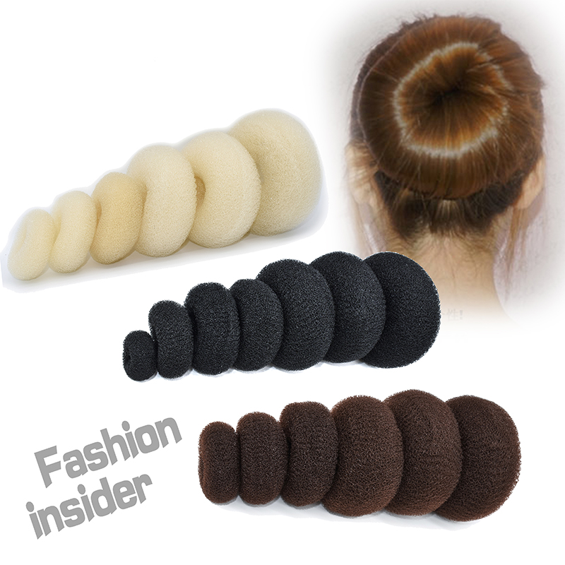 Wholesale Black/White/Brown Fashional Style Bun Hair Accessories Nylon Large Hair Donut Bun Shaper Maker For Women