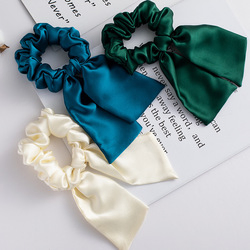 Low Price 100% Pure Silk Hair Scrunchies Women Bowknot Kids Hair Accessories Scrunchies Bow for Girls