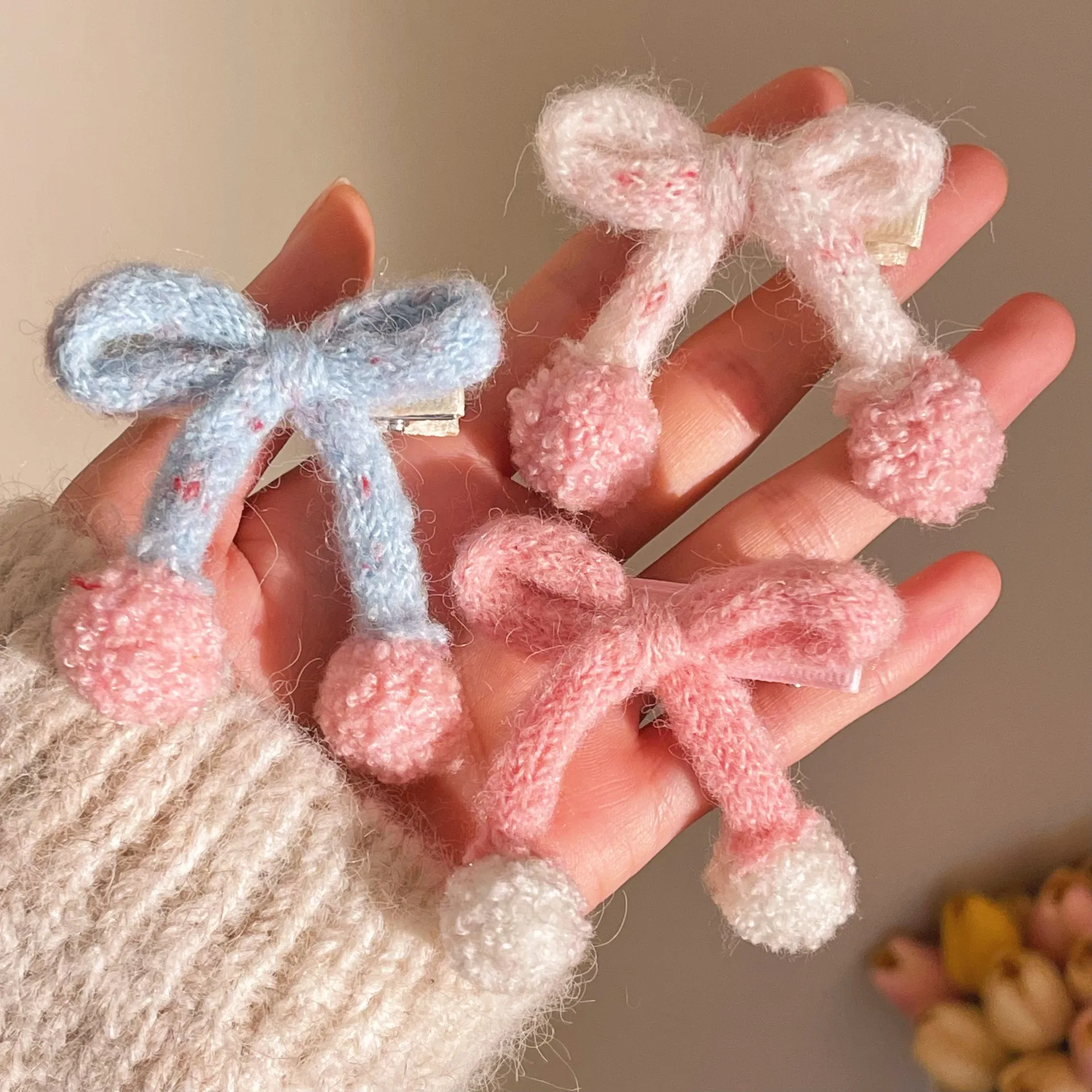 Knitted Macaron Color Series Side Clip Colored Hair Accessories 2