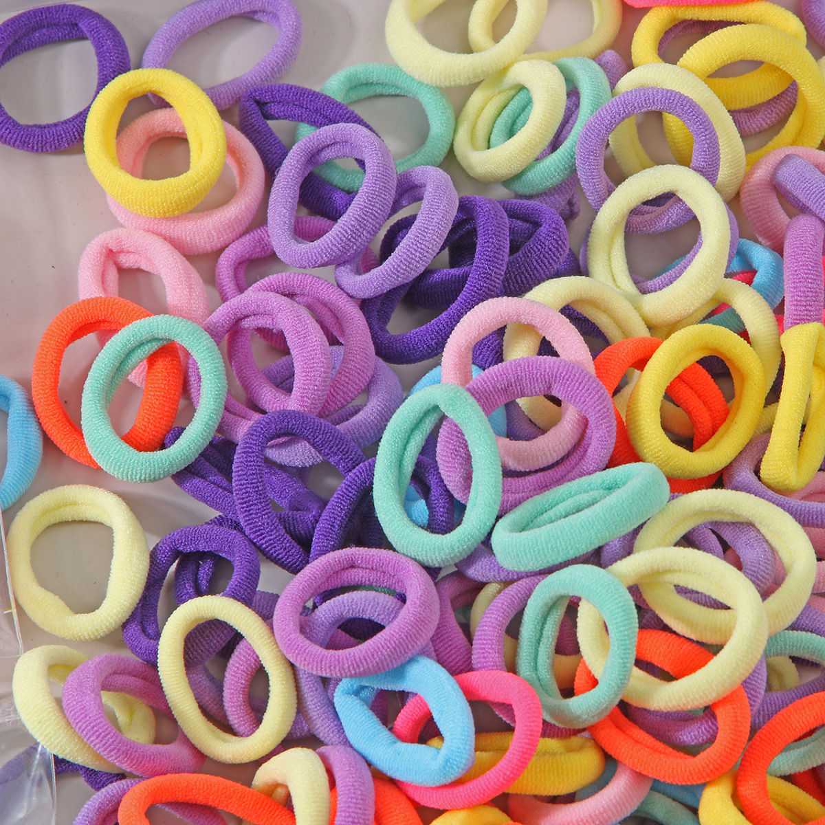 100pcs Per Sets Elastic Hair Tie 2.5CM Diameter High Elastic Hair Band for Kids Colorful Seamless Nylon Rubber Band