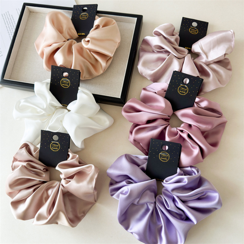 Wholesale 16cm Large Fabric Scrunchies Multicolor Oversize Hair Scrunchie Custom Logo Silk Stain Fashion Scrunchie Daily Use