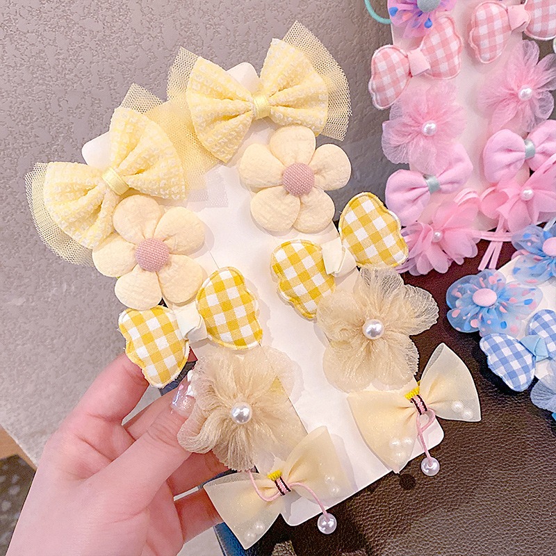 10pcs Korean Sweet Fabric Kids Bowknot Hair Clips Simple Hair Pin Decoration Princess Barrette Handmade Hair Clip Children Girl