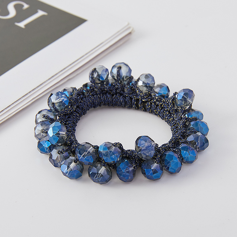 Wholesale Custom Ponytail Hair Scrunchies Fashion Crystal Elastic Hair Accessories Custom Logo Women