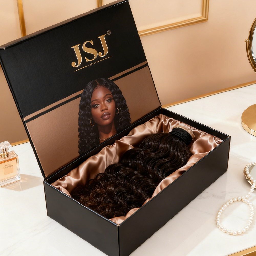 Factory Custom Printed Matt Laminated Color Wig Hair Extension Magnetic Cover Gift Box Portable Sponge Liner For Beautiful Women