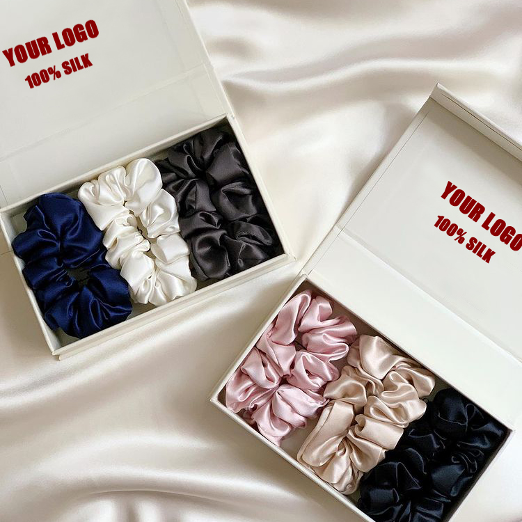 100% Pure Silk Luxury Scrunchie Bulk Hair Accessories with Custom Logo Label &amp; Box for Home &amp; Hotel Use Pillow &amp; Cushion Cases