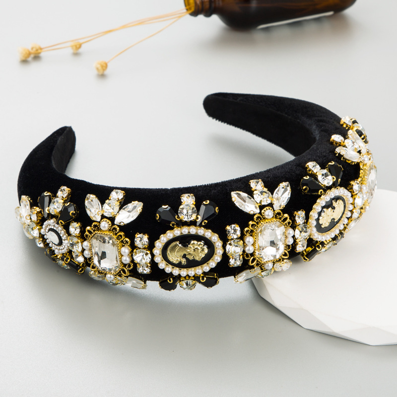 Custom New Velvet Fabric Headwear Fashion Heavy Industry Exaggerated Palace Hair Accessories Light Headband for Daily Life