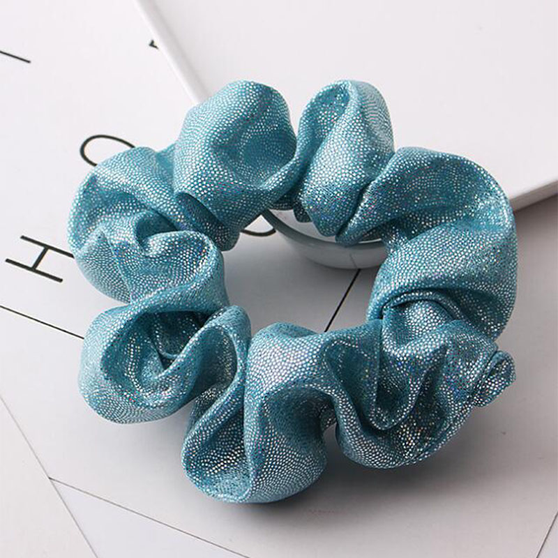 Wholesale New Fashion INS Women Girls Metallic Glitter Scrunchies Fabric Polyester Hair Decoration Manufacturer Direct Sell
