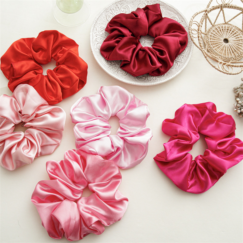 Wholesale Fashion Oversized Scrunchie Floral Summer Satin Scrunchy Oversize Hair Tie