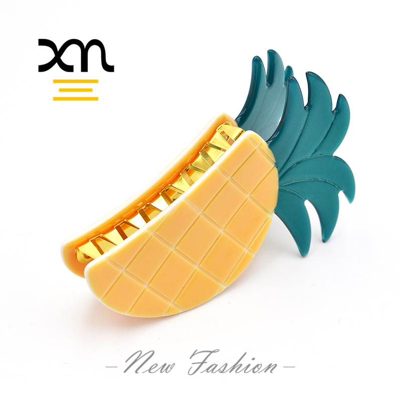 Bulk Eco Friendly Fruit Shape Banana Hair Claw Clips logo Custom Orange Women's Hair Clips Trendy Acetate Hairclaw Biodegradable