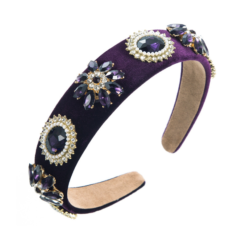 Customizable Baroque Crystal Velvet Headbands | Factory Direct | Luxury Statement Hair Accessories