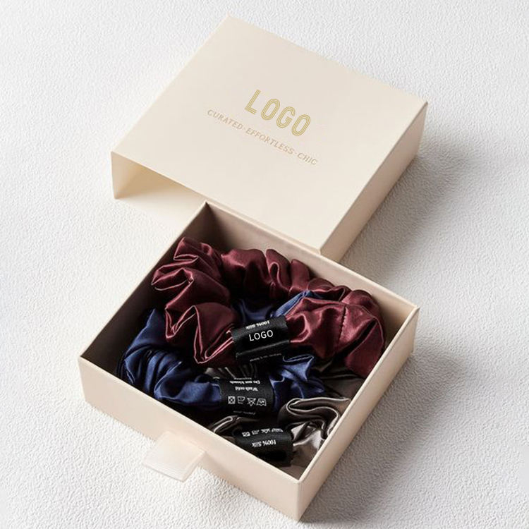 Wholesale Custom Silk Satin Scrunchie with logo Solid Color Silk Crunchies Hair Ties for Woman