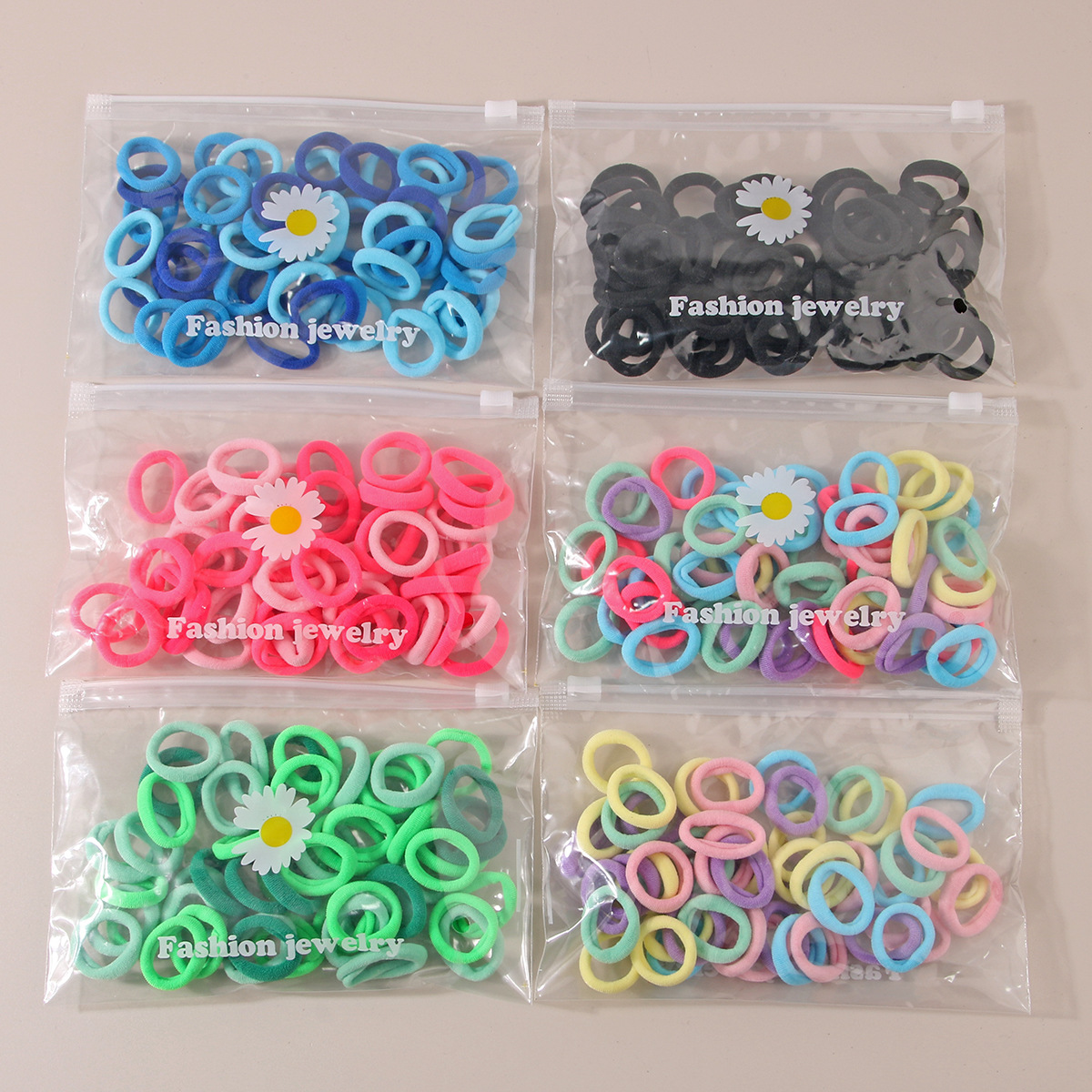 100pcs Per Sets Elastic Hair Tie 2.5CM Diameter High Elastic Hair Band for Kids Colorful Seamless Nylon Rubber Band