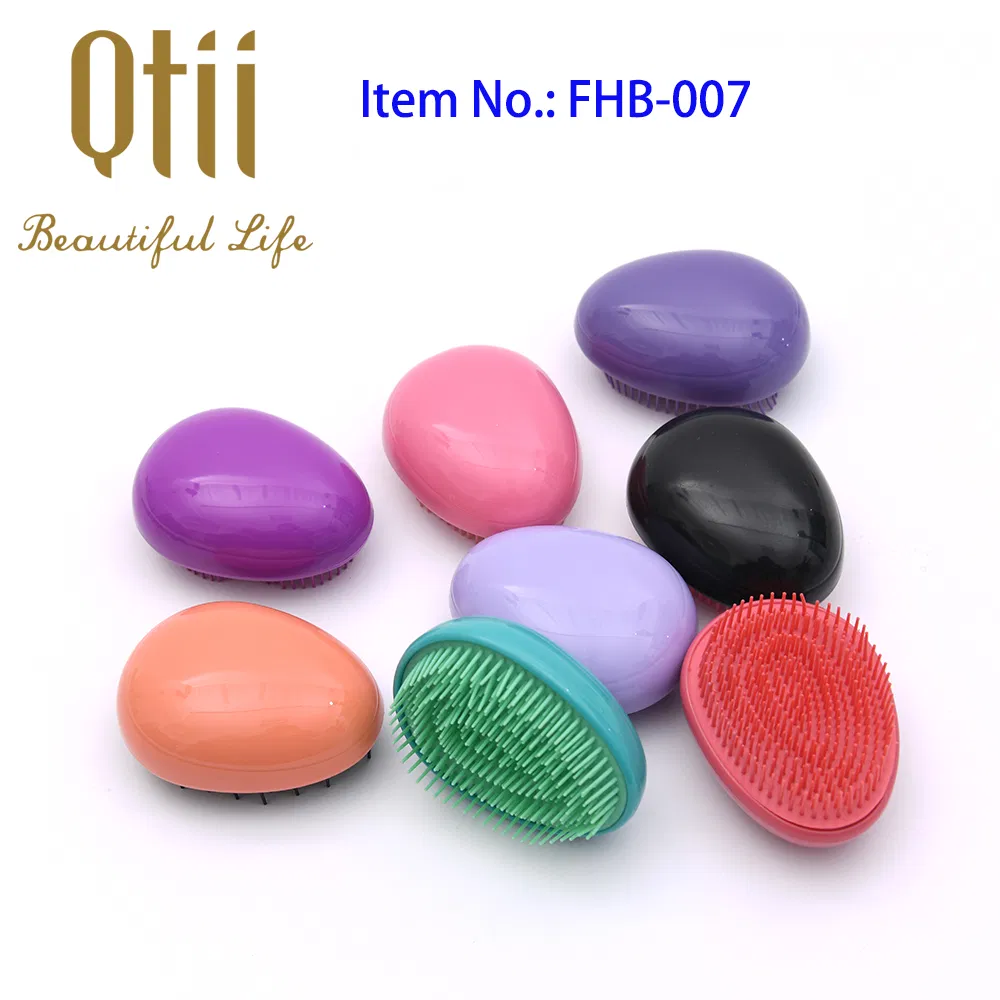 Egg Stone Shape Smaller Detangling Hair Brush in Solid Color for Kids and Adults