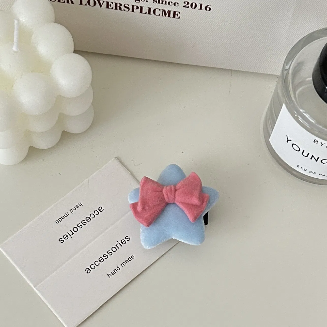 Gentle Korean Style Girl Style Plush Bow Soft and Cute Hair Clip Ins Sweet Edge Clip Pentagram Hair Accessory