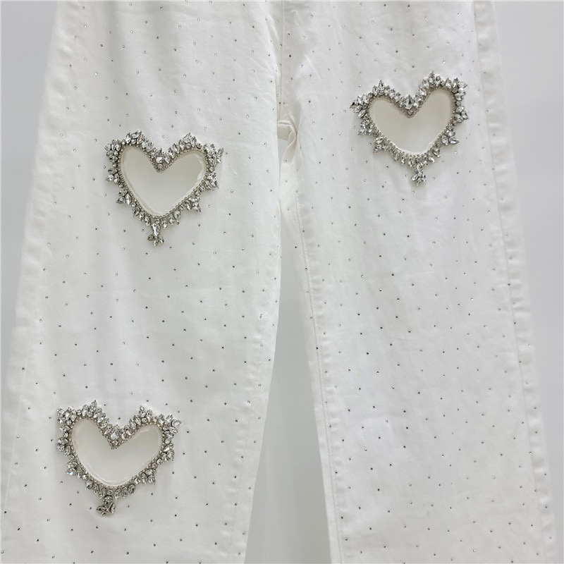 Love Stamping Jeans Personalized and Fashionable Wide Leg Straight Women Jeans