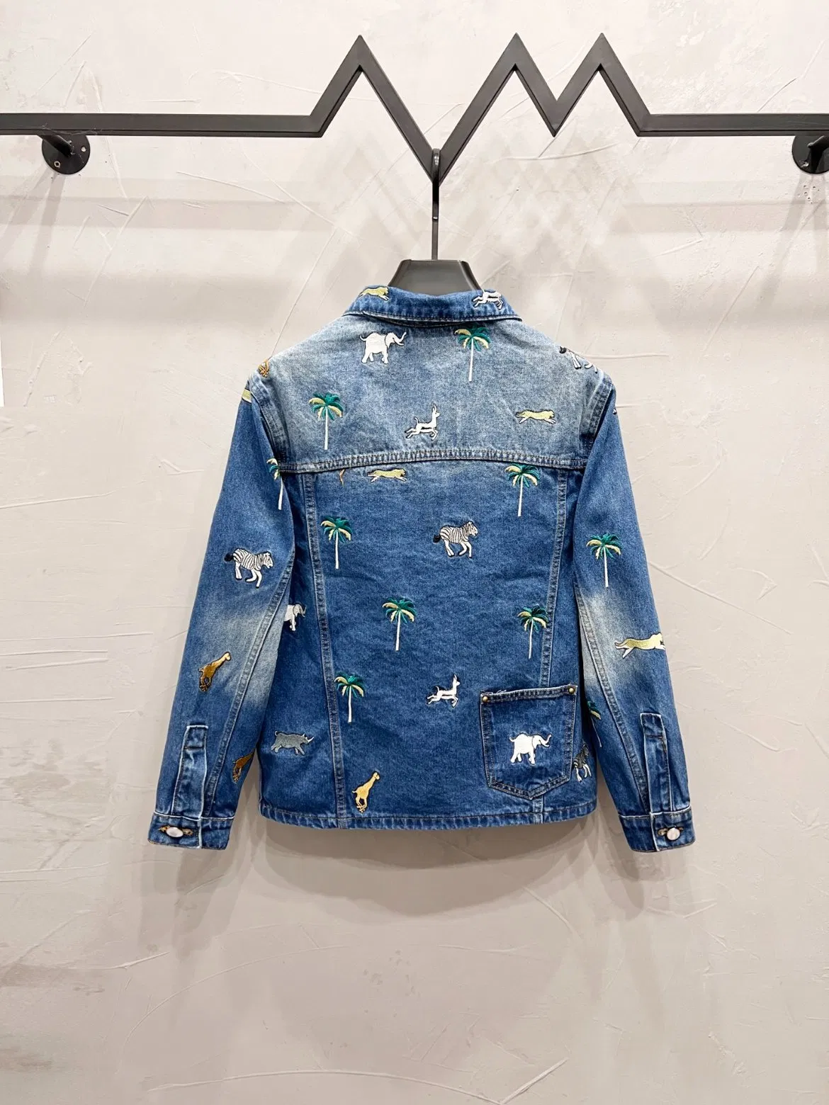 Correct Edition 25fw L Style Collaboration Animal Embroidery Single-Button Lapel Oversized Denim Jacket Trendy Jeans Coat