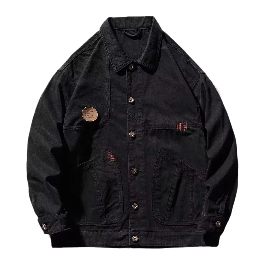 Premium Washed Denim Shirt Jacket Men Oversized Vintage Chic Outerwear
