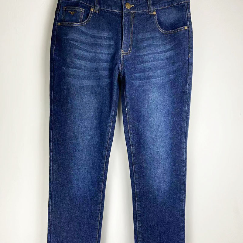 Men Wholesale Fashion Denim Pants Washed Blue Straight Leg Casual Work Jeans
