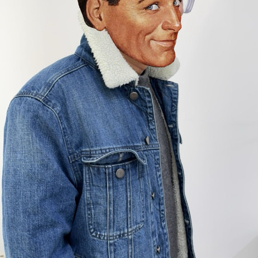 Denim with Sherpa Lining Man's Sherpa Warm Jacket