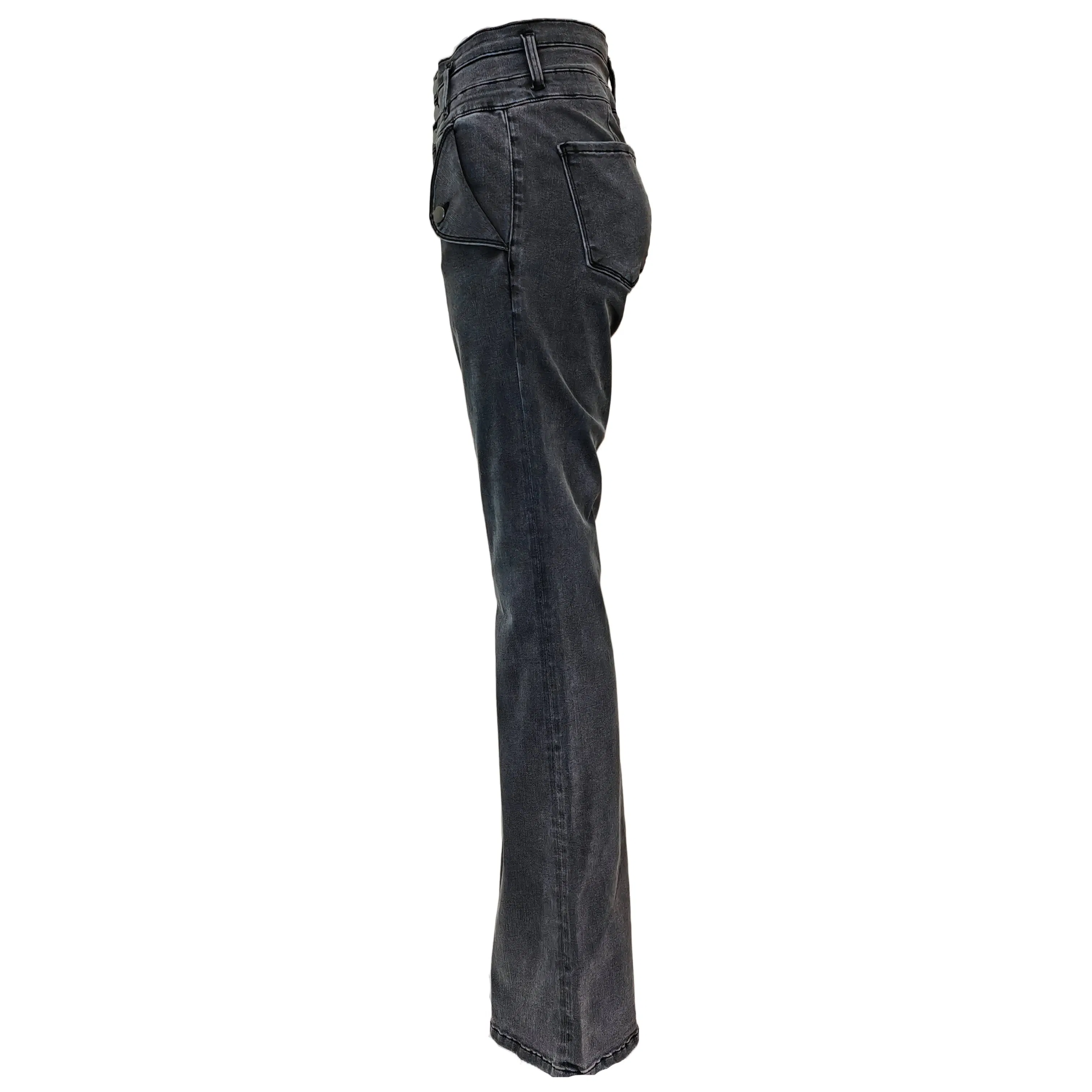 Personalized Outdoorwear Style Colored Distressed Jeans Low Waist High Quality Micro Flared Girl Denim Pants