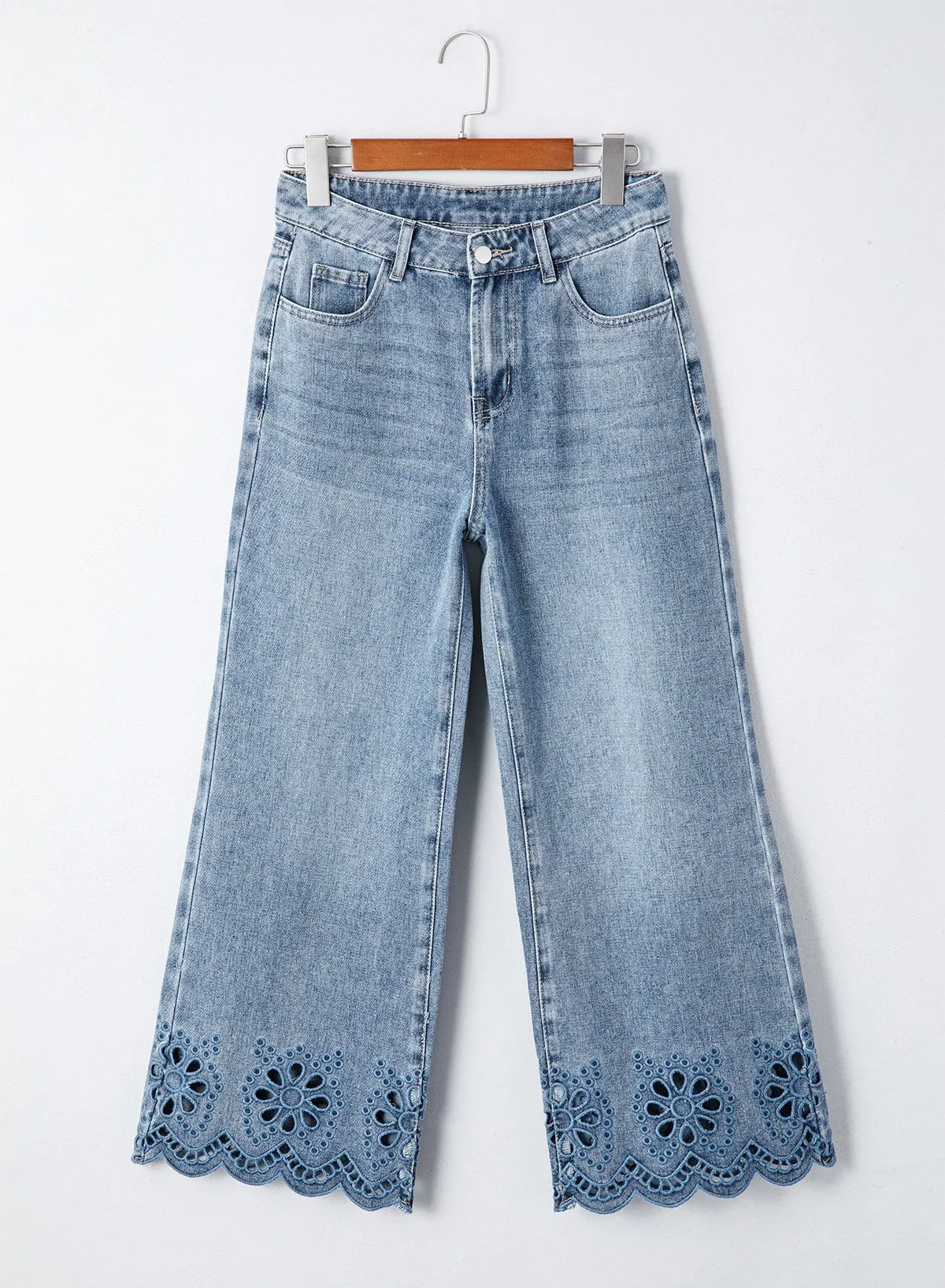 Dear-Lover Clothing Manufacturers Pantalones Mujer Western Boutique Fashion Trendy Embroidered Cropped Wide Leg High Waist Wholesale Jeans