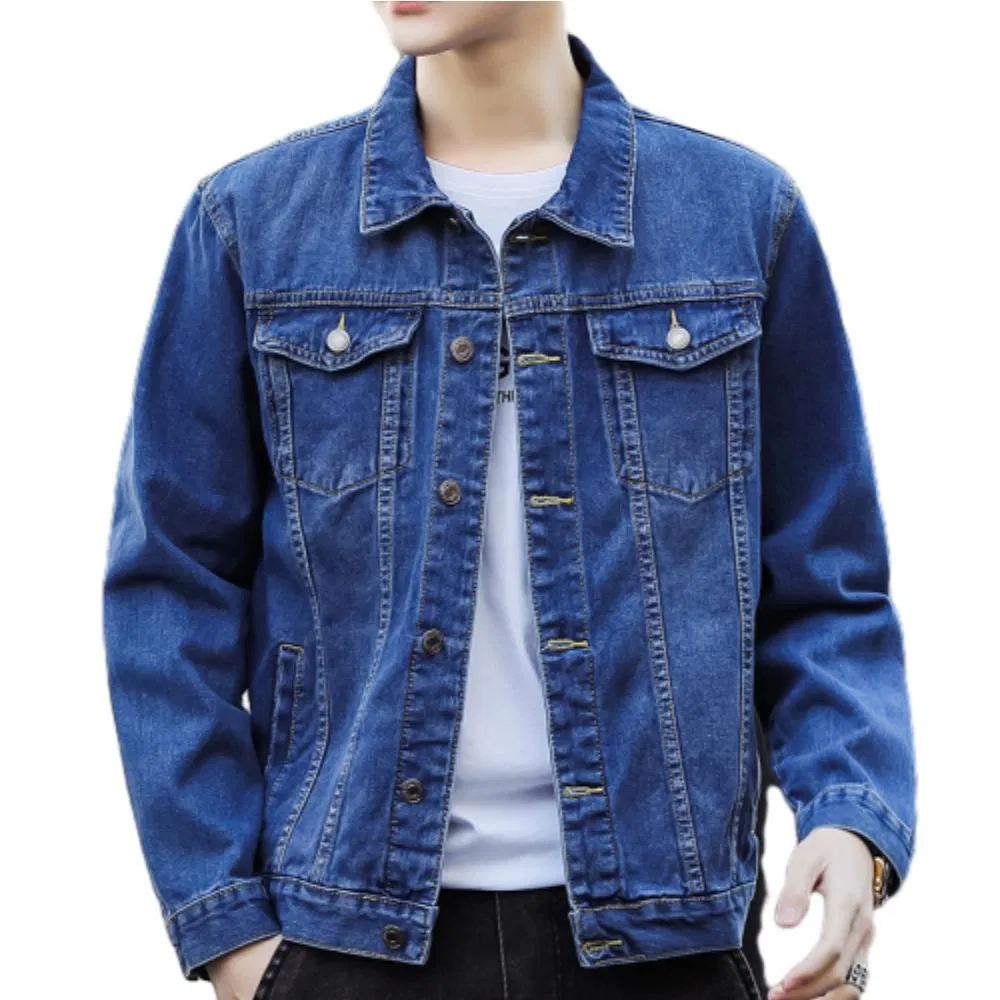 Trendy Oversized Denim Jacket Men Minimalist Solid Color Lapel Open Front Shirt