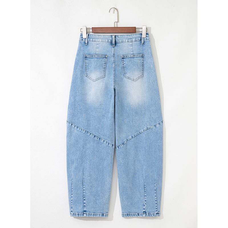 Dear-Lover Wholesale Boutique Western Clothing Pantalones Mujer Fashion Trendy Flower Patched Light Wash Cropped High Waist Jeans