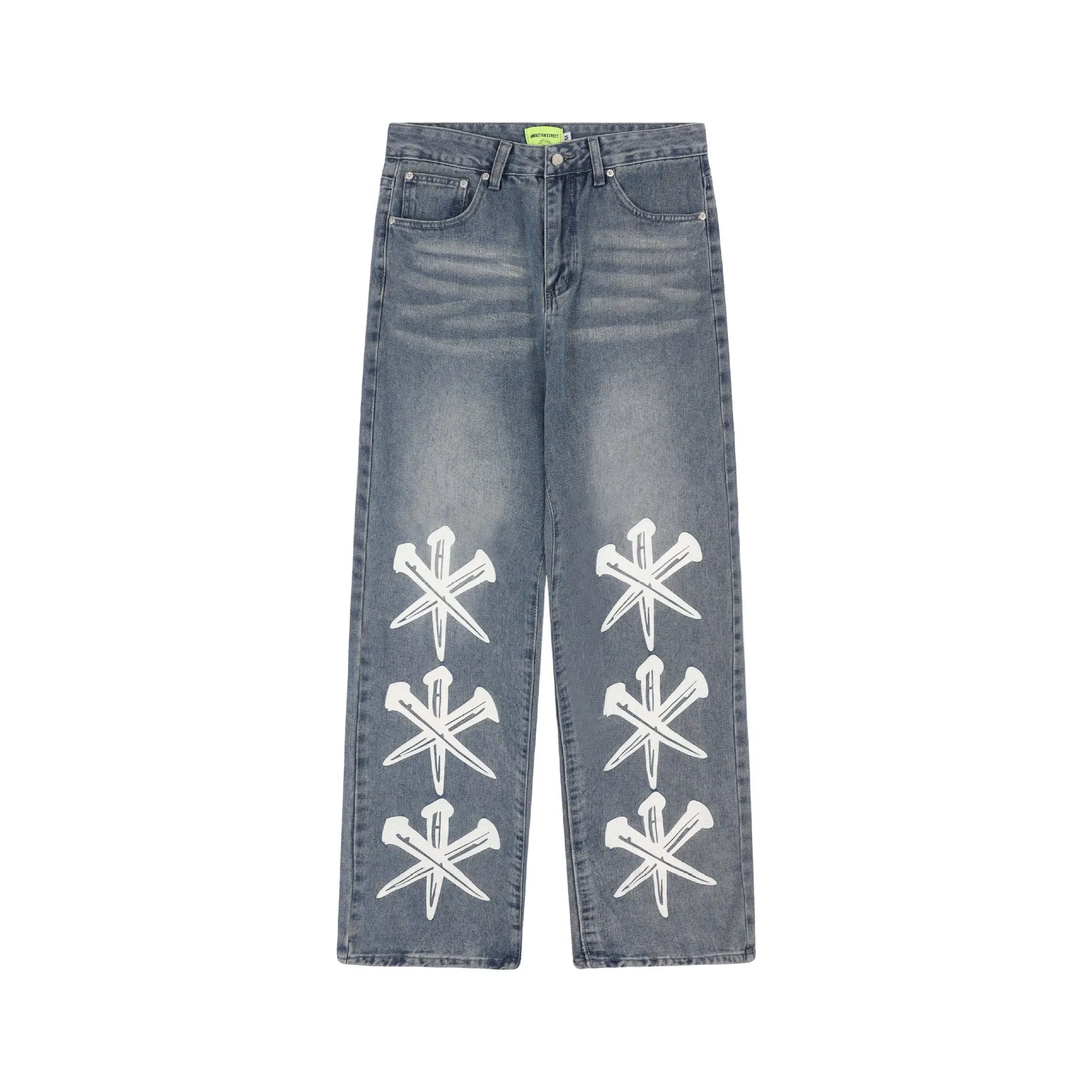 Custom Loose Fit Pants Hip Hop Stylish High Quality Wide Leg Denim Jeans Man