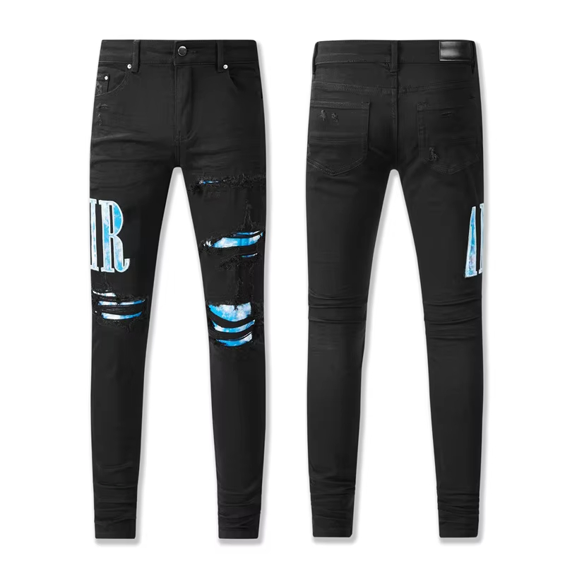 Wholesale High Quality Cotton Streetwear Distressed Wash Straight Style Stonewashed Amy Denim Trousers Pants Men's Jeans Clothes