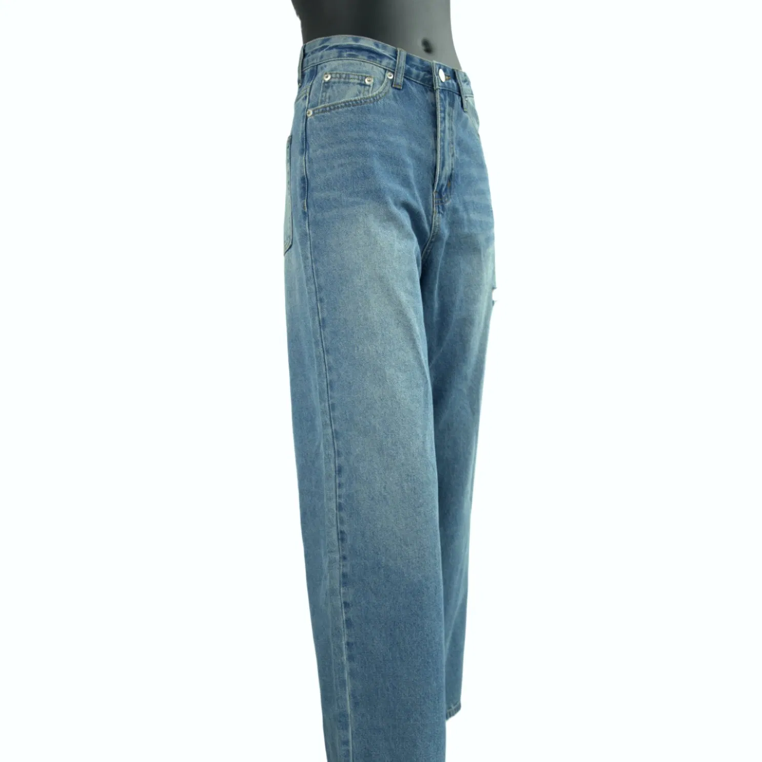 GM06 Stylish Ladies' Pants Women's Wide Leg Frayed Hem Denim Jeans
