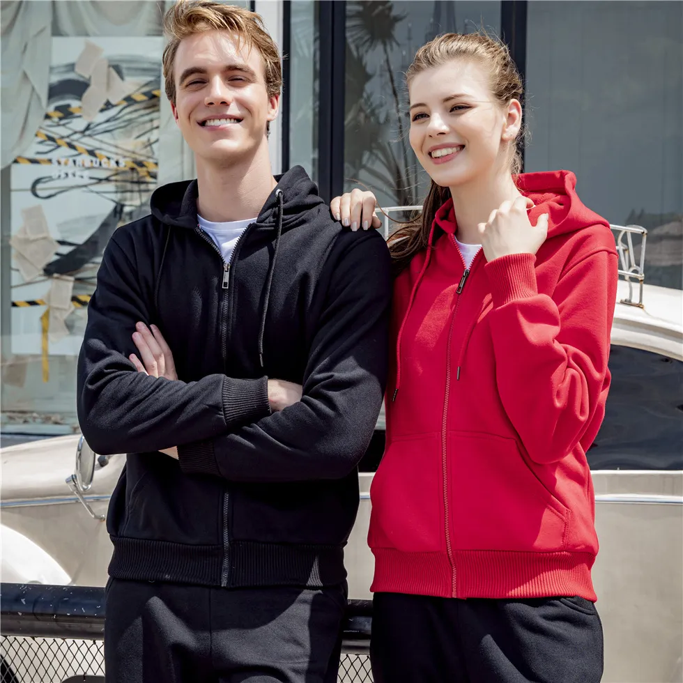 Unisex Custom 350GSM Blank Oversized Custom Logo Sweatshirts Warm Full Zip up Fleece Hoodie